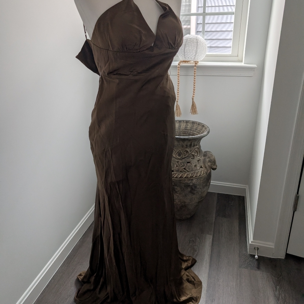 BCBG Paris prom gown, worn once, super beautiful and real Silk. Size 4 Olive